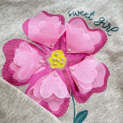 Conj. Casaco Sweet Girl e Calça de Moletom - Mescla